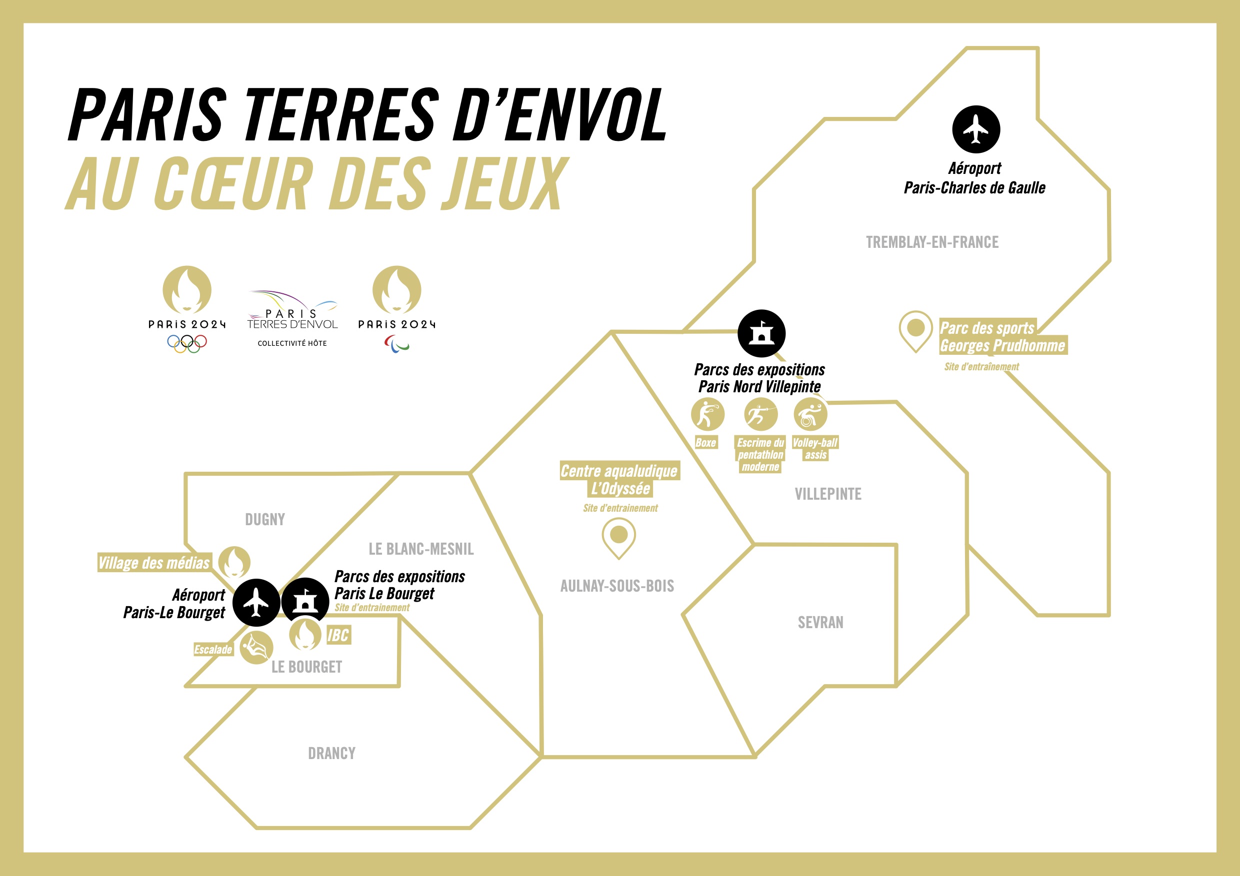 Carte des sites de compétition des Jeux de Paris 2024